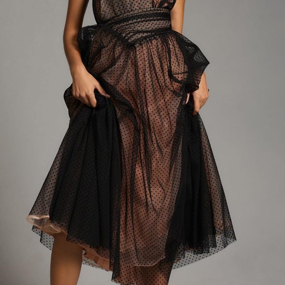 Brand New Gorgeous By Anthropologie Tulle Dot Maxi Dress - Picture 5 of 14